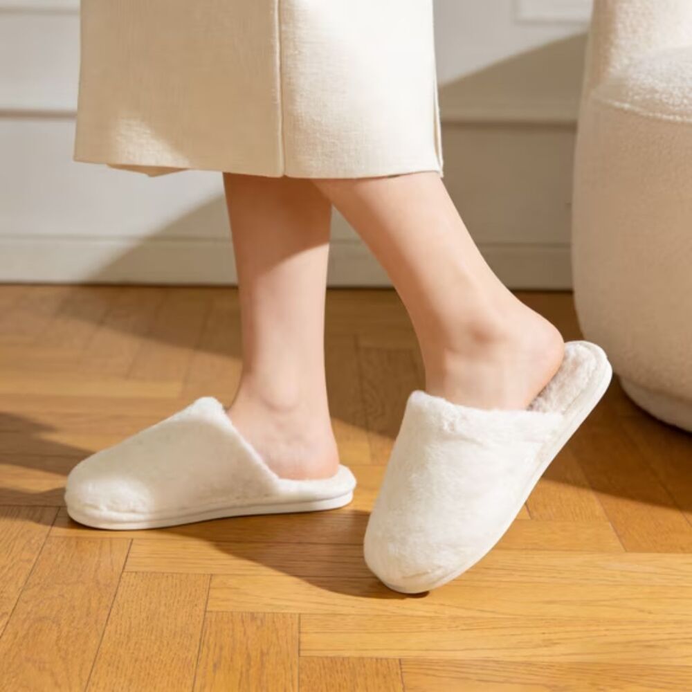 Women's White Fluffy Plush Cushion Bedroom Slippers...Shoes 2